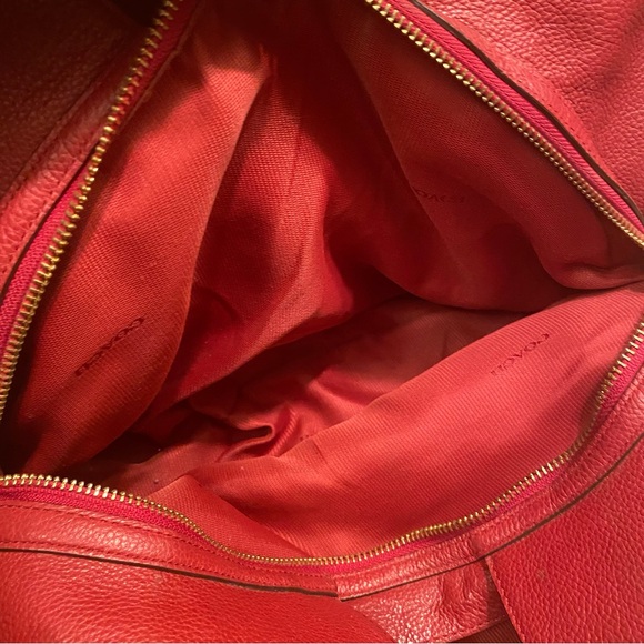 Coach Edie Burgundy Leather Shoulder bag Tote Large - Picture 12 of 14